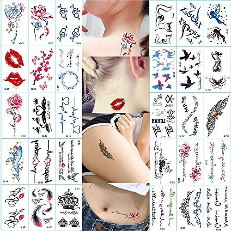 10pcs/set Small Tattoo Temporary Waterproof for Finger Women Girl Smile Cat  Heart Butterfly Pattern Fake Tattoos Stickers Hands - AliExpress