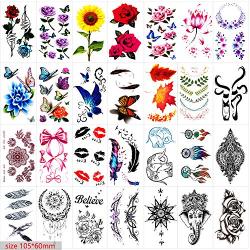 42 Sheets Temporary Tattoos for Men and Women,Fake Tattoo Body Art Sticker