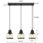 MOTINI 3-Light Linear Glass Pendant Light for Kitchen Island Hanging Lighting Fixture Chandelier for Dining Room, Black and Amber Glass Shade MOTINI 3-Light Linear Glass Pendant Light for Kitchen Island Hanging Lighting Fixture Chandelier for Dining Room, Black and Amber Glass Shade