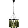 HLL Pendant Lights,Modern Glass Wine Bottle Chandelier, Simple Personality 4-Light Pendant Lighting Metal Indoor Semi-Embedded Ceiling Light Bar Cafe Restaurant Bar Table Lighting, Black