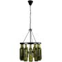 HLL Pendant Lights,Modern Glass Wine Bottle Chandelier, Simple Personality 4-Light Pendant Lighting Metal Indoor Semi-Embedded Ceiling Light Bar Cafe Restaurant Bar Table Lighting, Black