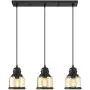 MOTINI 3-Light Linear Glass Pendant Light for Kitchen Island Hanging Lighting Fixture Chandelier for Dining Room, Black and Amber Glass Shade MOTINI 3-Light Linear Glass Pendant Light for Kitchen Island Hanging Lighting Fixture Chandelier for Dining Room, Black and Amber Glass Shade