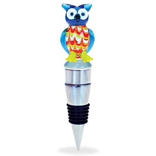 Cheers Owl Glass Wine Stopper With LED Changing Lights - Elegant Multi Color LED Lights Wine Bottle Stopper, Reusable Wild Life Animal Bottle Topper Plug Sealer, Cute Home Decor & Bar Tool Accessory