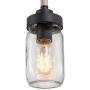 Mini Pendant Lights for Kitchen Island, Mason Jar Lights in Faux Wood Metal Finish, 4 Farmhouse Small Chandelier with Clear Glass Shade
