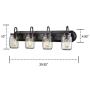 EUL Vintage Clear Glass Jar Wall Sconces 4-Light Bathroom Vanity Lighting Fixture Oil Rubbed Bronze