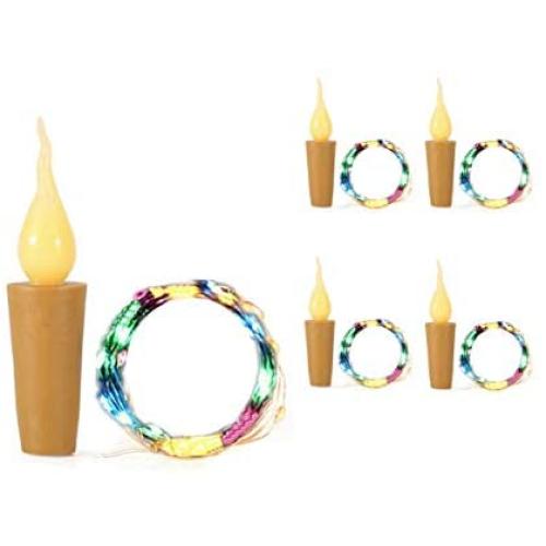 LIGICKY Wine Bottle Lights with Cork, 20-LEDs Battery Operated LED Candle Flameless Tealight Starry Mood String Lights for Bottle DIY, Party, Birthday, Wedding, Festival Decor (Warm White, 4 Pack)