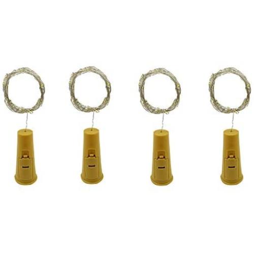 LiXiongBao 4er Pack 6,6 Ft 20 LED Akku-betriebene Mini Feen-Lichter Weinvorratsleuchten mit Korken für DIY, Party, Dekoration, Weihnachten, Halloween, Hochzeit, Outdoor, Terrasse, Garten, Wegbeleuchtung (Warmweiß)