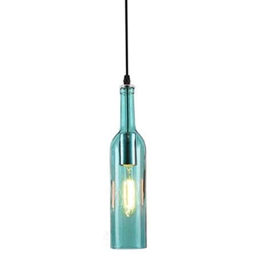 Moderner Pendelleuchte, E26 Weinflaschen Deckenleuchte, Bar-Kronleuchter mit dekorativem, farbigem Glasdiffusor, Hängeleuchte für Kücheninsel, Wohnzimmer, Esszimmer, Restaurant, Innenbereich (Blau)