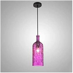 LIZIHAO Loft Pendant Light Modern Wine Bottle Colorful Glass Kitchen Embossed Chandelier (Color : Purple)