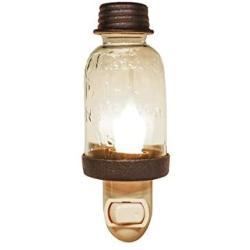 TG,LLC Treasure Gurus Bronze Mason Jar Nightlight Plug-in Wall Lamp Bulb Night Lighting Farmhouse Decor