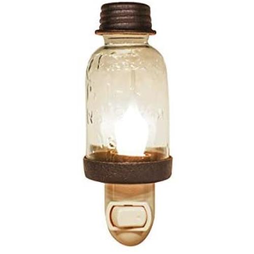 TG,LLC Treasure Gurus Bronze Mason Jar Nightlight Plug-in Wall Lamp Bulb Night Lighting Farmhouse Decor