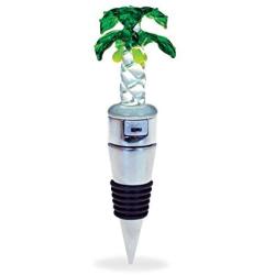 Cheers Palm Tree Glass Wine Stopper With LED Changing Lights - Elegant Multi Color LED Lights Wine Bottle Stopper, Reusable Tropical Summer Bottle Topper Plug Sealer, Home Decor & Bar Tool Accessory