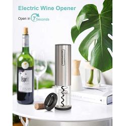 EZBASICS Electric Wine Bottle Opener kit Rechargeable Automatic Corkscrew contains Foil Cutter Vacuum Stopper and Wine Aerator Pourer with USB Charging Cable for Wine Lover 4-in-1 Gift Set