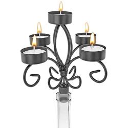 Southern Homewares Wine Bottle Topper Candelabra 5 Tea Light Holder With Candles