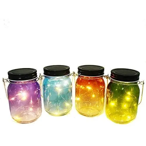 4pcs a Set Indoor and Outdoor Hanging Using Decoration Luminary Fairy jar Light Set(Lid Lights,Mason Jars,Hangers Included) 4pcs a Set Indoor and Outdoor Hanging Using Decoration Luminary Fairy jar Light Set(Lid Lights,Mason Jars,Hangers Included)
