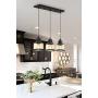 MOTINI 3-Light Linear Glass Pendant Light for Kitchen Island Hanging Lighting Fixture Chandelier for Dining Room, Black and Amber Glass Shade