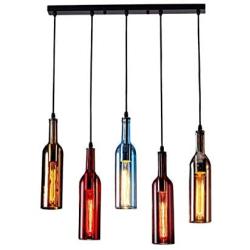 HLIGHT Wine Bottle Glass Modern Pendant Lamps, Chandelier for Kitchen Art Home Deco Dining Table, Champagne Bar Counter Decor Light