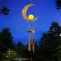 Hanging Garden Solar Lights Wind Chimes Outdoor Retro Brass Metal Moon Crackle Glass Globle Warm LED Moon Lights,Unique Memorial Gift with 5 Metal Tubes for Patio Garden Yard Lawn Decorations - 1 Pack
