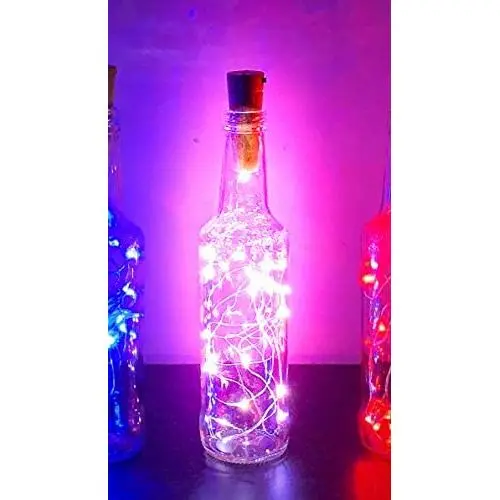 10 Weißwein-Weinflaschenkandelabern mit Korken – Korkleuchten, 10er Pack, 6,5m LED-Kandelabern