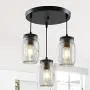 Suspensions en pot de verre YIINO pour îlot de cuisine, Black Retro Metal Glass Chandelier Light Fixture, Éclair Pendentif Industriel Ajustable à Suspendre pour Cuisine, Salle à Manger, Entrée, Bar, Café. Suspensions en pot de verre YIINO pour îlot de cuisine, Black Retro Metal Glass Chandelier Light Fixture, Éclair Pendentif Industriel Ajustable à Suspendre pour Cuisine, Salle à Manger, Entrée, Bar, Café.