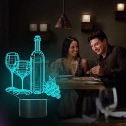 FULLOSUN Wine Bottle 3D Illusion Lamp, Bar Decoration Gifts Night Light for Xmas Holiday Birthday Gifts for Bar Shop Decor with Remote Control 16 Colors Changing + 4 Changing Mode + Dim Function