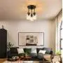 3-Light Ceiling Light Fixtures Farmhouse Semi Flush Mount Ceiling Light Clear Seeded Glass Shade Mason Jar Light Pendant Lighting for Hallway Kitchen-E26
