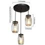 YIINO 3 Lights Mason Jar Pendant Lighting for Kitchen Island, Black Retro Metal Glass Chandelier Light Fixture, Industrial Adjustable Hanging Light Fixture for Dining Room, Foyer, Bar, Cafe