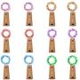 12er Set 20 LED Weinzeug-Korken-Lichter, Mini-Fadenlampen aus Kupferdraht, Akkubetriebene Sterne-Lichter für DIY, Weihnachten, Halloween, Hochzeit, Party, Indoor & Outdoor (Mehrfarbig)