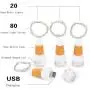 Uniyou USB wiederaufladbare Weinflaschen-Lichter mit 80 Zoll Lichtkette LED bunte Glühbirnen-Lichterkette mit 20 warmweißen Lichtern für Hochzeit Festival Halloween Party Dekoration (2er Pack)