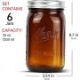 Bedoo Amber Glass Mason Jars 32 oz Wide Mouth with Airtight Lids and Bands 6 Pack, Amber Clear Glass Canning Mason Jars, Quart Mason Jars (Set of 6) (Wide Mouth)