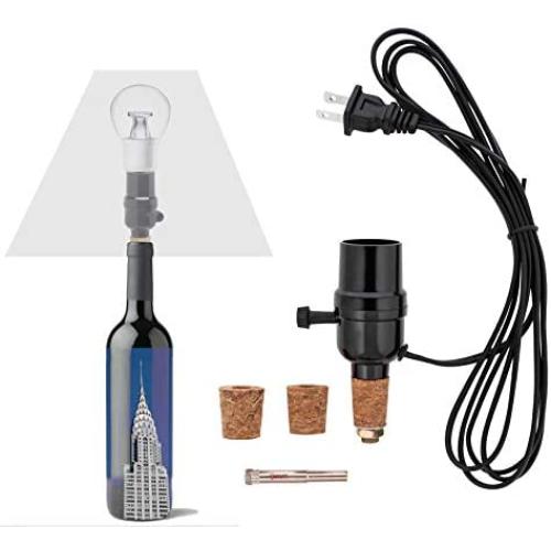 Kit d'éclairage en bouteille, avec foret en verre de 9 mm, compatible avec les bouteilles de vin ou d'autres bouteilles de spiritueux, avec douille UNO slip-on et fil UL certifié de 8 pieds. Kit d'éclairage en bouteille, avec foret en verre de 9 mm, compatible avec les bouteilles de vin ou d'autres bouteilles de spiritueux, avec douille UNO slip-on et fil UL certifié de 8 pieds.