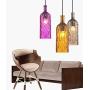 LIZIHAO Loft Pendant Light Modern Wine Bottle Colorful Glass Kitchen Embossed Chandelier (Color : Purple)