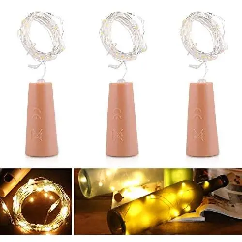 Guirlande Lumineuse LED 30 avec Bouteilles, Fil en Cuivre avec Bouchon, Éclairage Étoilé à Fonctionnement Solaire pour Décoration DIY Halloween Noël Mariage Fête Intérieur Extérieur (Blanc Chaud)
