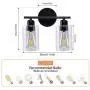 Éclair Mural Bosomfr Matte Black, 2 Luminaires, Lustre Mural pour Vanité avec Diffuseur en Verre Transparent, Éclairage pour Salle de Bain, Cellier, Cuisine, Miroir, Salon, Chambre (Base E26)