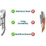Professional Waiter´s Corkscrew for all Cork Stoppered and Beer Cap Bottles-Stainless Steel Lightweight Corkscrews for Wine Bottles-Set of 1 Wine Opener Used for the Best Waiters