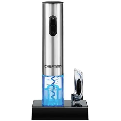 Chefman Elektrischer Weinöffner mit Folienk Cutter, Ein-Knopf-Bedienung, Öffnet 30 Flaschen mit einer Ladung, Automatischer Korkenzieher & Folienentferner, Akkubetrieben, 110 Watt, 240 Volt