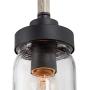 Mini Pendant Lights for Kitchen Island, Mason Jar Lights in Faux Wood Metal Finish, 4 Farmhouse Small Chandelier with Clear Glass Shade