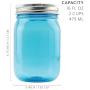 Cornucopia 16oz PLASTIC Mason Jars (8-Pack, Blue w/ Silver Metal Lids); PET BPA-Free Mason Jars with One Piece Lids, 2-Cup/Pint Capacity, Compatible w Regular Mouth Mason Jar Lids; Vintage Style PLASTIC Jars