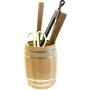 JRich Brands Miniature Barrel Kitchen Utensil Holder - Pantry Crock - Wine Decor - Barware Display - Storage Holder - Versatile Uses - In-Home/Commercial Bar - Light Brown Finish