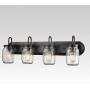 EUL Vintage Clear Glass Jar Wall Sconces 4-Light Bathroom Vanity Lighting Fixture Oil Rubbed Bronze