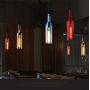 Moderner Pendelleuchte, E26 Weinflaschen Deckenleuchte, Bar-Kronleuchter mit dekorativem, farbigem Glasdiffusor, Hängeleuchte für Kücheninsel, Wohnzimmer, Esszimmer, Restaurant, Innenbereich (Blau)