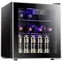 Antarctic Star 1.6cu.ft Wine Cooler/Cabinet Beverage Refrigerator Small Mini Red & White Wine Cellar Beer Soda Clear Front Glass Door Counter Top Bar Fridge Quiet Operation Compressor Adjust Temperature Freestanding Black