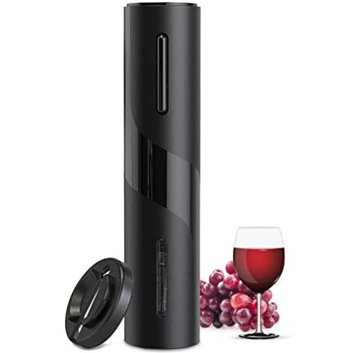 Lesucte Electric Wine Opener,Automatic Electric Wine Bottle Corkscrew Opener with Foil Cutter,One-click Button Reusable Wine Bottle Opener,Black