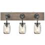 Farmhouse 3 Light Mason Jar Bathroom Vanity Lighting Wood & Glass Wall Lights