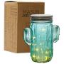 Tipsy Umbrella Cactus Shaped Mason Jar Light - Cactus Decor / Cactus Room Decor /Cactus Lamp (Single)