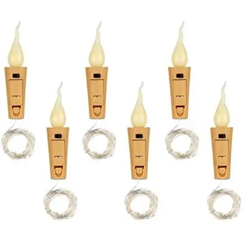 Lumière de Bougie dans Bouteille en Verre, 6 Pièces avec LED Flameless, Guirlande d'Étoiles Alimentée par Batterie 100cm, Idéale pour Noël, Mariage, Fête, Décoration Lumière de Bougie dans Bouteille en Verre, 6 Pièces avec LED Flameless, Guirlande d'Étoiles Alimentée par Batterie 100cm, Idéale pour Noël, Mariage, Fête, Décoration