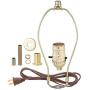 B&P Lamp Brass Plated Finish Table Lamp Wiring Kit With 10 Inch Harp, Push-Thru Socket