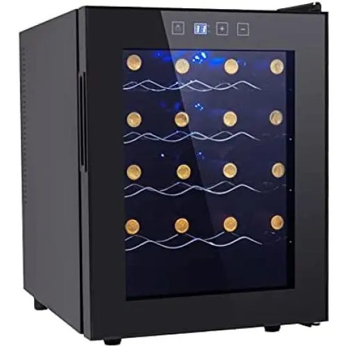 Réfrigérateur à Vin 20 Bouteilles - Cave à Vin Autonome pour Vin Rouge, Vin Blanc, Champagne ou Vin Effervescent, Fonctionnement Silencieux, Contrôle Numérique de la Température, Mini Frigo Vin, Porte Vitre Noir