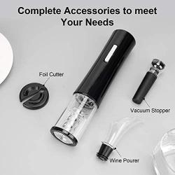 SENZER Electric Wine Opener Set Automatic Wine Bottle Opener LED Light Reusable Corkscrew Gift Set with Foil Cutter, Vacuum Stoppers, 4-in-1 Aerator and Pourer Set for Kitchen Bar Restaurant Black