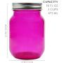 Cornucopia Pink Glass Mason Jars (6-Pack, Pint Size); 16oz Fuchsia Colored Glass Canning and Apothecary Jars